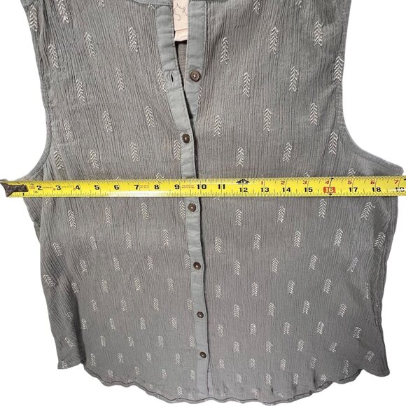 Anthropologie Vanessa Virginia Sleeveless Top Button Down Metallic Embroidery 8 - Picture 10 of 11